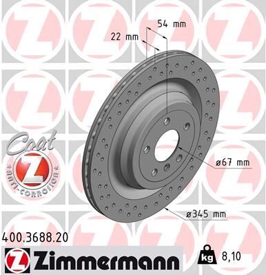 ZIMMERMANN 400.3688.20 FREN DISKI ARKA 4-matic MERCEDES W166 X166