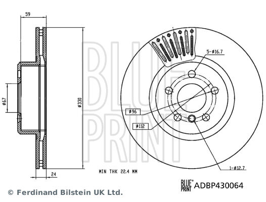 BLUEPRINT ADBP430064 FREN DISKI ON BMW G20 G80 G28 G21 G81 G30 F90 G31 G01 F97 G08 G02 F98 G29