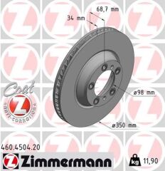 ZIMMERMANN 460.4504.20 FREN DISKI ON SOL PORSCHE CAYENNE 9YA 17> PANAMERA 971 16> 350 mm - 34 mm