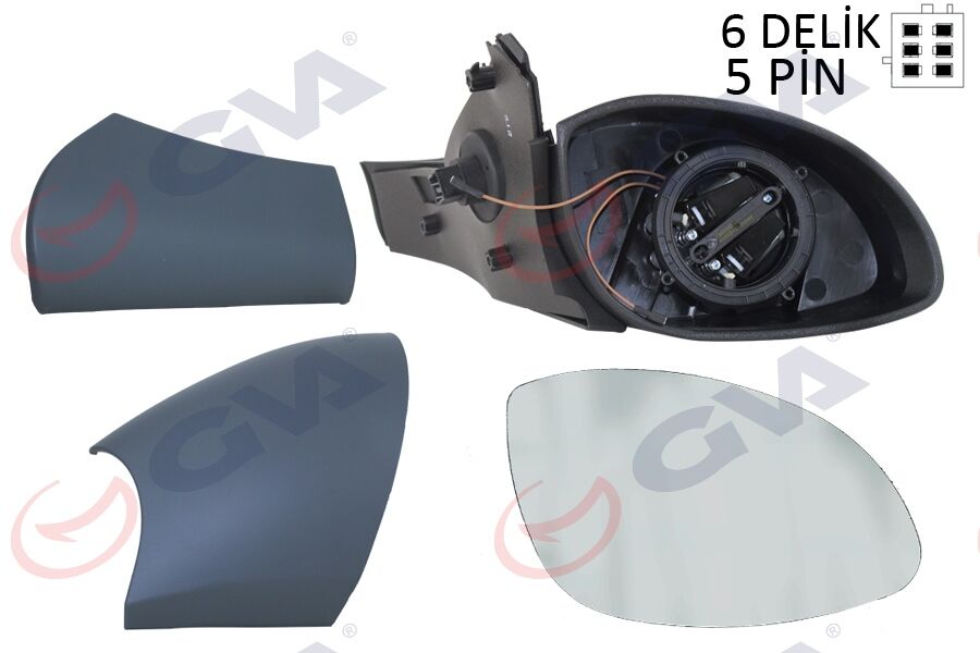 GVA 1090315 DIŞ DİKİZ AYNASI SAĞ VECTRA B 96> ELEKTRİKLİ ISITMALI KONVEKS 5 FİŞ VM-166EHR 1428718