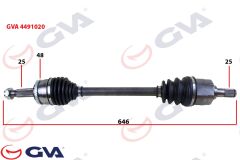 GVA 4491020 KOMPLE AKS SOL HYUNDAI İ20 1.4L D4FC CRDİ 08-15 ABS Lİ 25X27 - ABS 48 DİŞ KOMPLE BOY 646MM