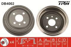 TRW DB4002 ARKA KAMPANA VECTRA A 89>95 ASTRA F 91>98 1.4-1.6-1.8-2.0 LACETTI 05>13 242x200x53x100 4DL 568054-91024352