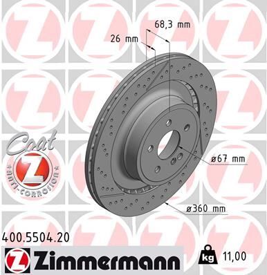 ZIMMERMANN 400.5504.20 FREN DISKI ARKA MERCEDES C204 C218 X218 W212 S212