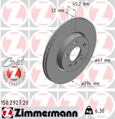 ZIMMERMANN 150.2927.20 FREN DISKI ON BMW F45 F46 F48 F39 . MINI F54 F55 F56 F57 F60