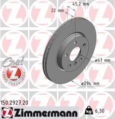 ZIMMERMANN 150.2927.20 FREN DISKI ON BMW F45 F46 F48 F39 . MINI F54 F55 F56 F57 F60