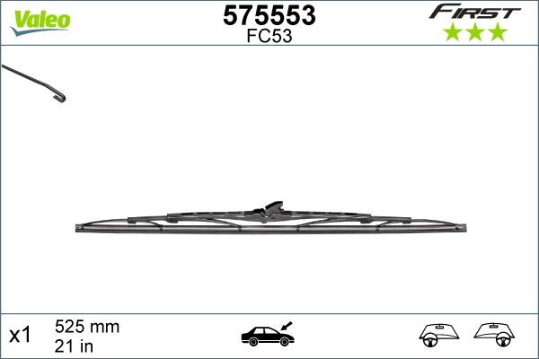 VALEO 575553 SİLECEK SÜPÜRGESİ 53cm x1 NORMAL TİP FİRST ÜNİVERSAL