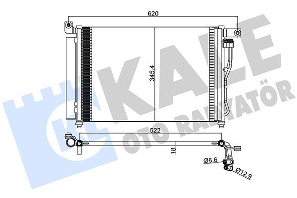 KALE 391400 KLİMA RADYATÖRÜ KONDENSER HYUNDAI ACCENT ERA 1.5L CRDi D4FA dizel 06-10 522x345x18