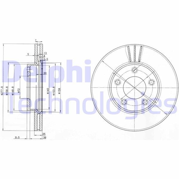 DELPHI BG3927 ÖN FREN DİSKİ HAVA KANALLI MAZDA 3 1.6L Y6 Z6 BK BL kasa 03-14 278 çap x 5 bijon - Takım disk fiyatıdır