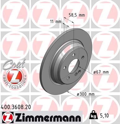 ZIMMERMANN 400.3608.20 FREN DISKI ARKA MERCEDES S-CLASS W220 98>05