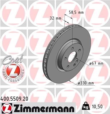 ZIMMERMANN 400.5509.20 FREN DISKI ON MERCEDES VITO W447 14>