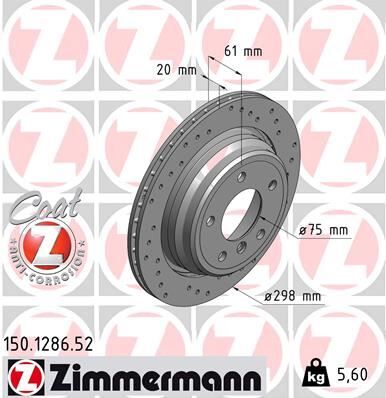 ZIMMERMANN 150.1286.52 FREN DISKI ARKA BMW E39 DELIKLI