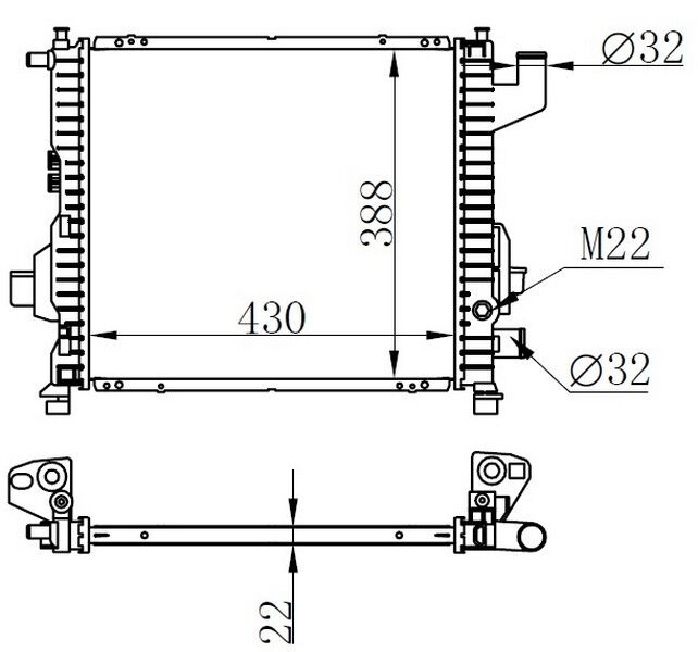 ORIS BRN093022 RADYATOR BRAZİNG MT 430X388X22 TWİNGO 1.0İ/1.2İ 93 63835A