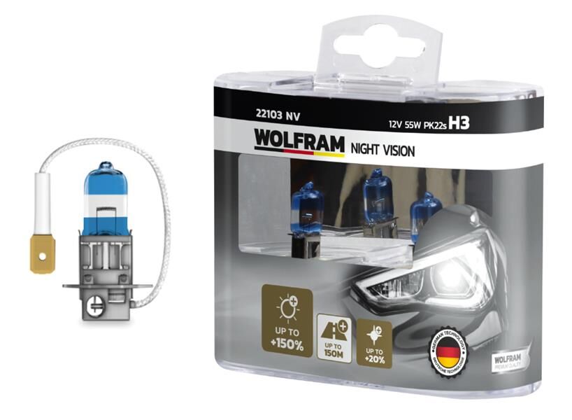 WOLFRAM 22103 NV AMPUL 12V H3 55 PK22s NIGHT VISION 150 FAZLA 20 BEYAZ IŞIK
