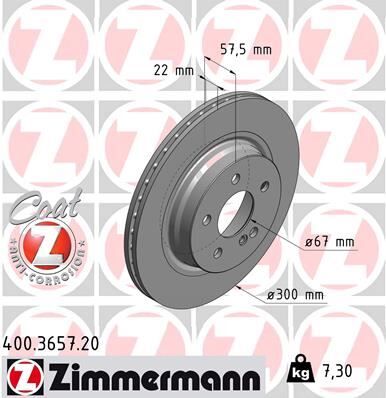 ZIMMERMANN 400.3657.20 FREN DISKI ARKA MERCEDES W204 S204 C207 A207