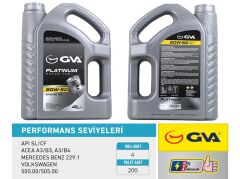 GVA 9920522 MOTOR YAĞI 20W50 4 LT PLATINUM MİNERAL API SL/CF