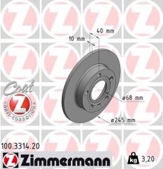 ZIMMERMANN 100.3314.20 ARKA FREN AYNASI AUDI A4 8E2.B6 11/00> A4 Avant 8E5.B6 09/01>SEAT EXEO 09> 245x9.9x10DL 986478986-DF4186