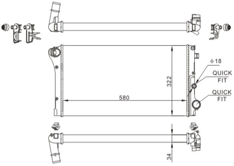 ORIS MFI377034 RADYATOR MECHANİCAL MT 580 322 34 PANDA 1.3 MJTD 03 617847