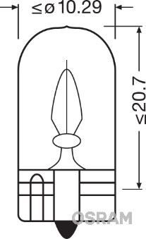 OSRAM 2820 AMPUL 12V 2W ORTA DİPSİZ W2.1X9.5D UNV1