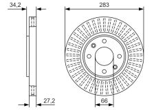 BOSCH 0986479W69 ÖN FREN AYNASI CORSA F-CROSLAND X-MOKKA E-PARTNER-BERLINGO-307-207-208-2008-1007-308-C3-C3 AIRCROSS- C4-C5-XSARA-DS3 283x26x4DLxHAVALI 4249.84-4249.18