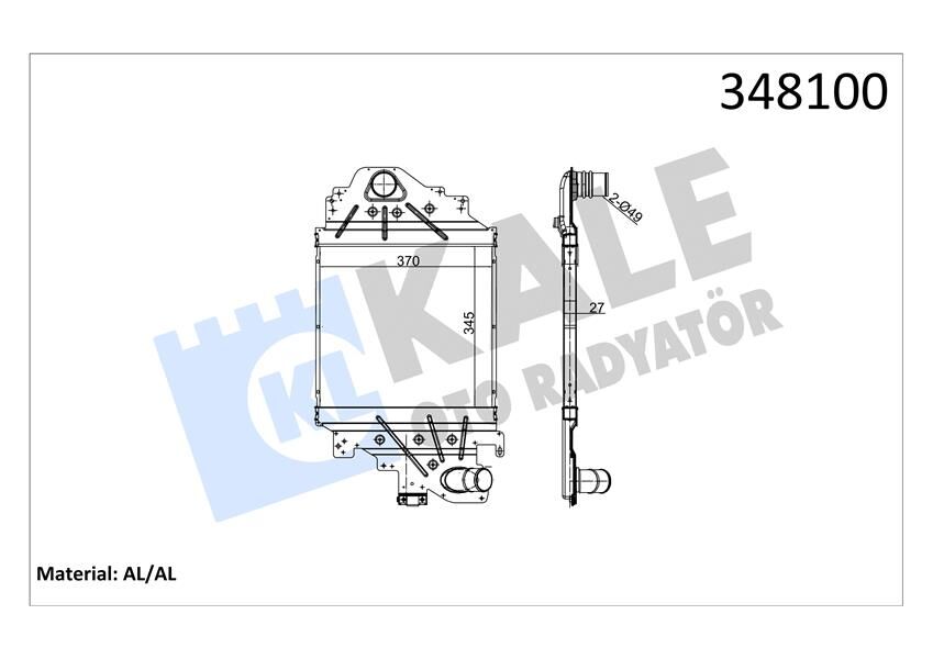 KALE 348100 TURBO RADYATÖRÜ INTERCOOLER CLIO II 1.5DCI AL/PL/BRZ 345x370x27
