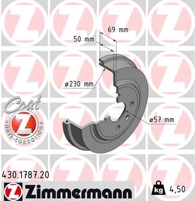 ZIMMERMANN 430.1787.20 ARKA FREN KAMPANASI OPEL ASTRA G-ASTRA H CORSA C 230x48.5x4 4DL
