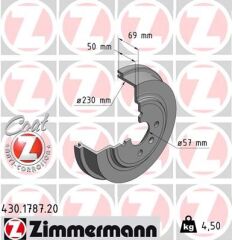 ZIMMERMANN 430.1787.20 ARKA FREN KAMPANASI OPEL ASTRA G-ASTRA H CORSA C 230x48.5x4 4DL