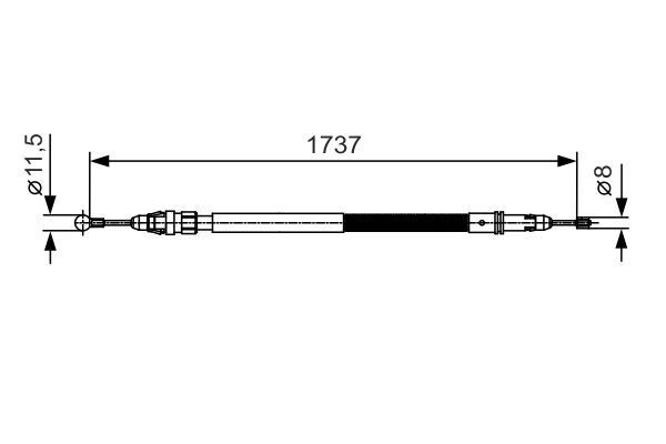 BOSCH 1987482008 EL FREN TELİ ARKA PEUGEOT EXPERT 07>16 CITROEN JUMPY 07>16 DİSK FREN-UZUN KASA 1737mm/1591mm
