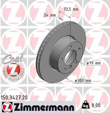 ZIMMERMANN 150.3427.20 FREN DISKI ON BMW E81 E82 E87 E88 E90 E91 E92 E93 E89