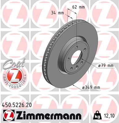 ZIMMERMANN 450.5226.20 FREN DISKI ON LAND ROVER DISCOVERY L462 RANGE ROVER SPORT L494 L405
