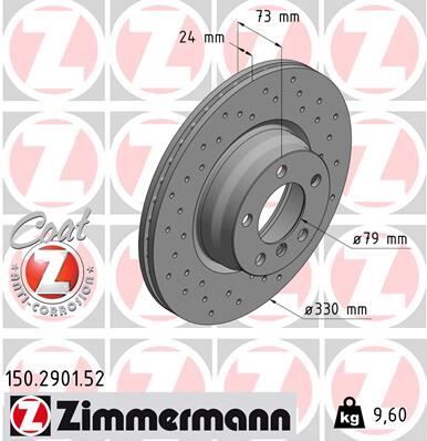 ZIMMERMANN 150.2901.52 ÖN FREN AYNASI BMW 2 F22-F87 3 F30-F80 3 F31 DELİKLİ 0986479A06-DF8050