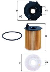 MAHLE OX171.16D YAĞ FİLTRESİ PANDA-PUNTO-500 0.9 12 > ALFA MITO 0.9 11 >