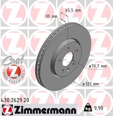 ZIMMERMANN 430.2629.20 ÖN FREN AYNASI 17 INÇ ASTRA J 09 > ZAFIRA C 11 > 321x30x28/5D/HAVALI 13502826