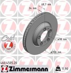 ZIMMERMANN 460.4505.20 FREN DISKI ON SAG PORSCHE CAYENNE 9YA 17> PANAMERA 971 16> 350 MM - 34 MM