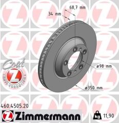 ZIMMERMANN 460.4505.20 FREN DISKI ON SAG PORSCHE CAYENNE 9YA 17> PANAMERA 971 16> 350 MM - 34 MM