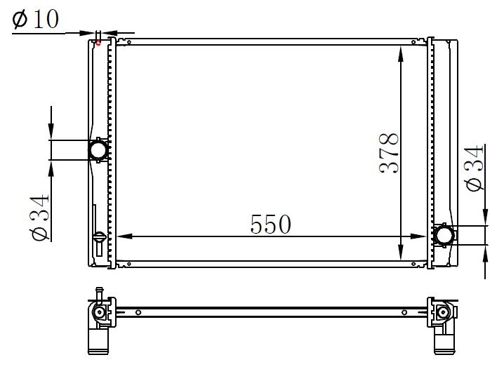 ORIS BTO519016 RADYATÖR BRAZİNG COROLLA D4D 07 > 550x370x16 MEK.