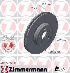ZIMMERMANN 400.5522.30 FREN DISKI ON MERCEDES W205 S205 C205 A205 W213 S213 C238 A238 X253 C253