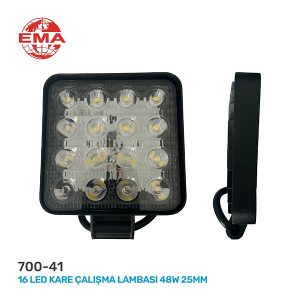 ÇALIŞMA LAMBASI 16 LED KARE 12-24V 25MM