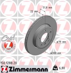 ZIMMERMANN 150.1288.20 FREN DISKI ON BMW E46 E36 E85