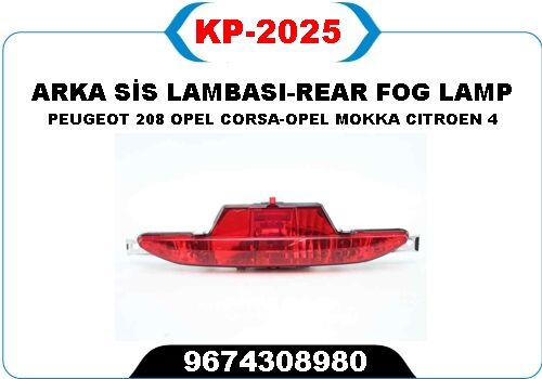 KAYA KP2025 REFLEKTOR ARKA TAMPON ORTA OPEL CORSA F 19> MOKKA 20> PEUGEOT P208 15> CITROEN C4 20> DS3 18>