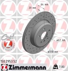 ZIMMERMANN 150.2953.52 FREN DISKI ARKA SAG BMW G20 G21 G28 G22 G23 G26 G30 G31 G32 G11 G12 G08 G01 G02 G05 G29 DELIKLI