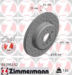 ZIMMERMANN 150.2953.52 FREN DISKI ARKA SAG BMW G20 G21 G28 G22 G23 G26 G30 G31 G32 G11 G12 G08 G01 G02 G05 G29 DELIKLI