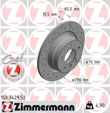 ZIMMERMANN 150.3429.52 FREN DISKI ARKA BMW E81 E87 E90 HAVALI DELİKLİ