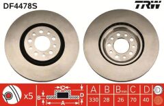TRW DF4478S ÖN FREN AYNASI ALFA ROMEO 159 08>12 GIULIETTA 10>18 JEEP CHEROKEE 14> 330x28x40
