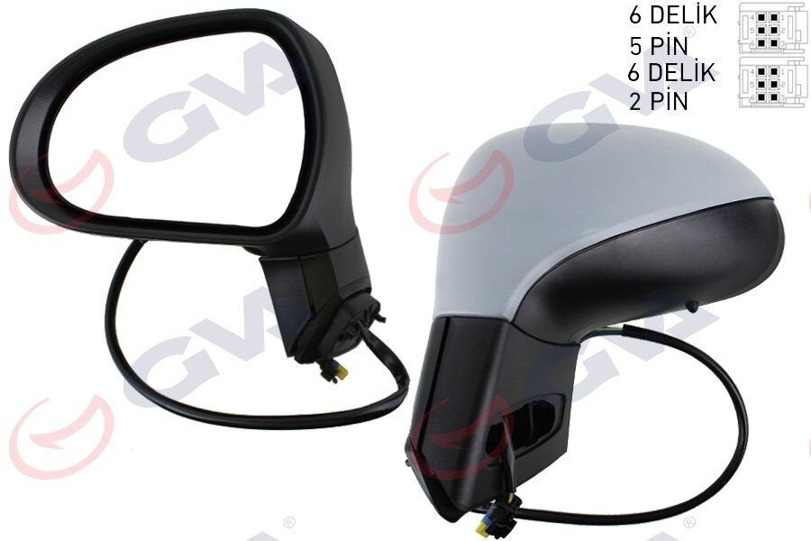 GVA 1043261 DIŞ DİKİZ AYNASI SOL 207 06> ELEKTRİKLİ ISITMALI SİNYALLİ ASTARLI KONVEKS VM-6207EHPL