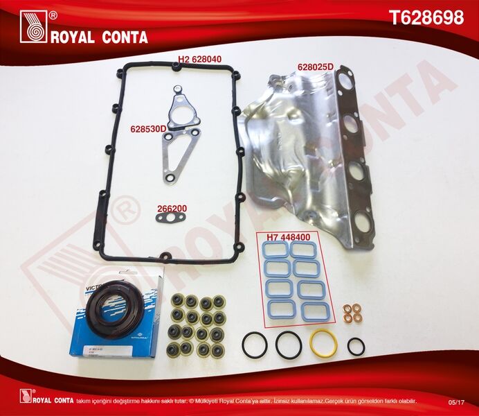 ROYAL T628698 MOTOR ÜST TAKIM CONTA REINZ KEÇ. SUBP.LASTİK SKC SİZ TRANSİT 2.2 TDCİ Euro5 ÖNDEN ÇEKER