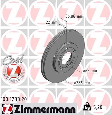 ZIMMERMANN 100.1233.20 ÖN FREN AYNASI GOLF IV-POLO 01>BORA 99-05 LEON 99-06 TOLEDO II IBIZA IV-V A3 96> 256x22x5DLxHAVALI 986478853-DF2803-DF2803BP