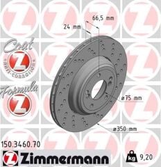 ZIMMERMANN 150.3460.70 FREN DISKI ARKA SAG BMW M3 E90 E92 E93