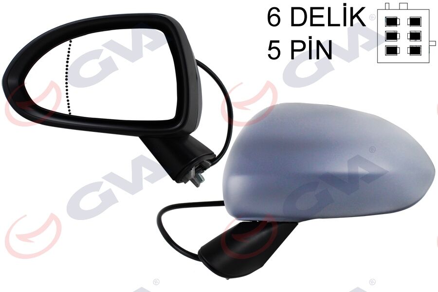 GVA 1090226 DIŞ DİKİZ AYNASI SOL CORSA D 06> ELEKTRİKLİ ISITMALI ASTARLI ASFERİK 5 FİŞ VM-964EHPAL 13187615