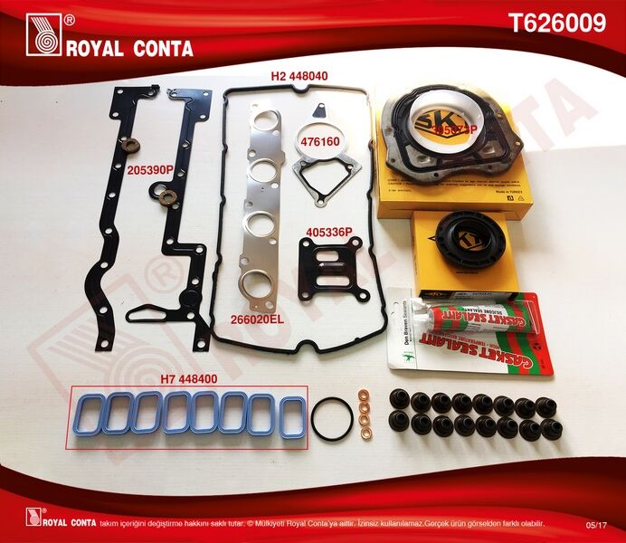 ROYAL T626009 MOTOR TAKIM CONTA SKT KEÇE SUBAP LAS SKC SİZ BOXER-JUMPER 2.2 HDİ 100/120 P22DTE Euro4