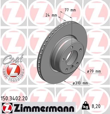 ZIMMERMANN 150.3402.20 FREN DISKI ON BMW E60 E61 E63 E64